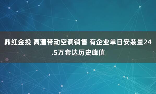 鼎红金投 高温带动空调销售 有企业单日安装量24.5万套达历史峰值