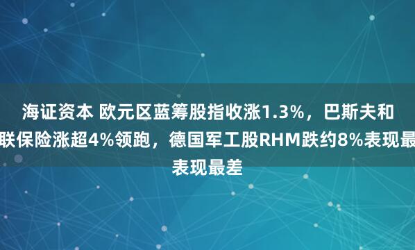 海证资本 欧元区蓝筹股指收涨1.3%，巴斯夫和安联保险涨超4%领跑，德国军工股RHM跌约8%表现最差